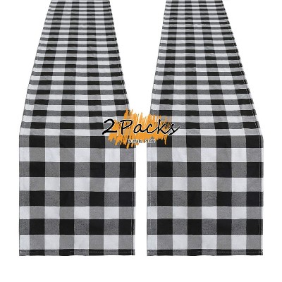 Wikineon Plaid Table Runner for Christmas Decorations 2Packs 13x108Inch Buffalo Plaid Table Runners for Halloween Holiday Decor Xmas Checked