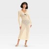 Women's Crochet-Style Long Sleeve Maxi Sweater Dress - A New Day™ Cream - 3 of 3
