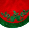 Kurt Adler 48-Inch Velvet Red with Green Leaves Applique Tree skirt - 3 of 4