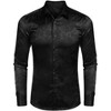 COOFANDY Men's Silk Satin Jacquard Long Sleeve Floral Button Up Shirts - 2 of 4