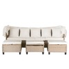 YOOCOZZ Rattan 4 Piece Patio Sofa Set with Cushions, Lifting Table and Retractable Canopy - 3 of 4