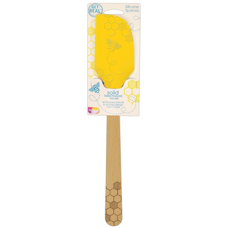 Talisman Designs Beechwood Large Silicone Spatula, Honey Bee Collection, Set of 1, Yellow, 1 of 4