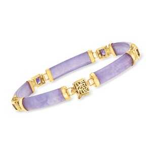 Ross-Simons 1.20 ct. t.w. Amethyst and Lavender Jade "Bless" Bracelet in 14kt Gold Over Sterling - 1 of 4