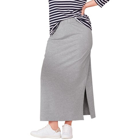 ellos Women's Plus Size Knit Maxi Skirt - 18/20, Gray