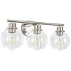 POWLIG 21.65-in 3-Light Nickel Modern Dimmable Bathroom Transitional Vanity Light with Transparent Glass Shade - 3 of 4