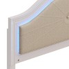 MaseiKar Modern Wood Bed with Hidden LED Light Upholstered Curved Headboard, No Box Spring Needed, Cream Grey - 4 of 4