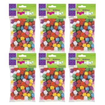 Creativity Street® Glitter Pom Pons, Assorted Colors, 1/2", 80 Per Pack, 6 Packs