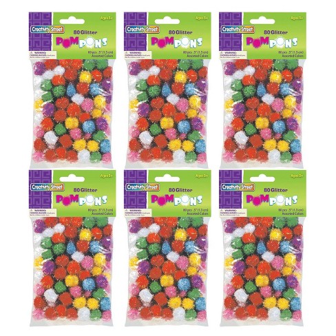 Creativity Street® Glitter Pom Pons, Assorted Colors, 1/2, 80 Per Pack, 6  Packs : Target