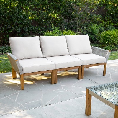 3-Seater Celadon Indoor/Outdoor Sofa - Natural and White - Aiden Lane