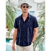 WhizMax Men's Cuban Guayabera Shirts Casual Short Sleeve Embroidery Button Down Summer Beach Shirts with Pocket - 3 of 4