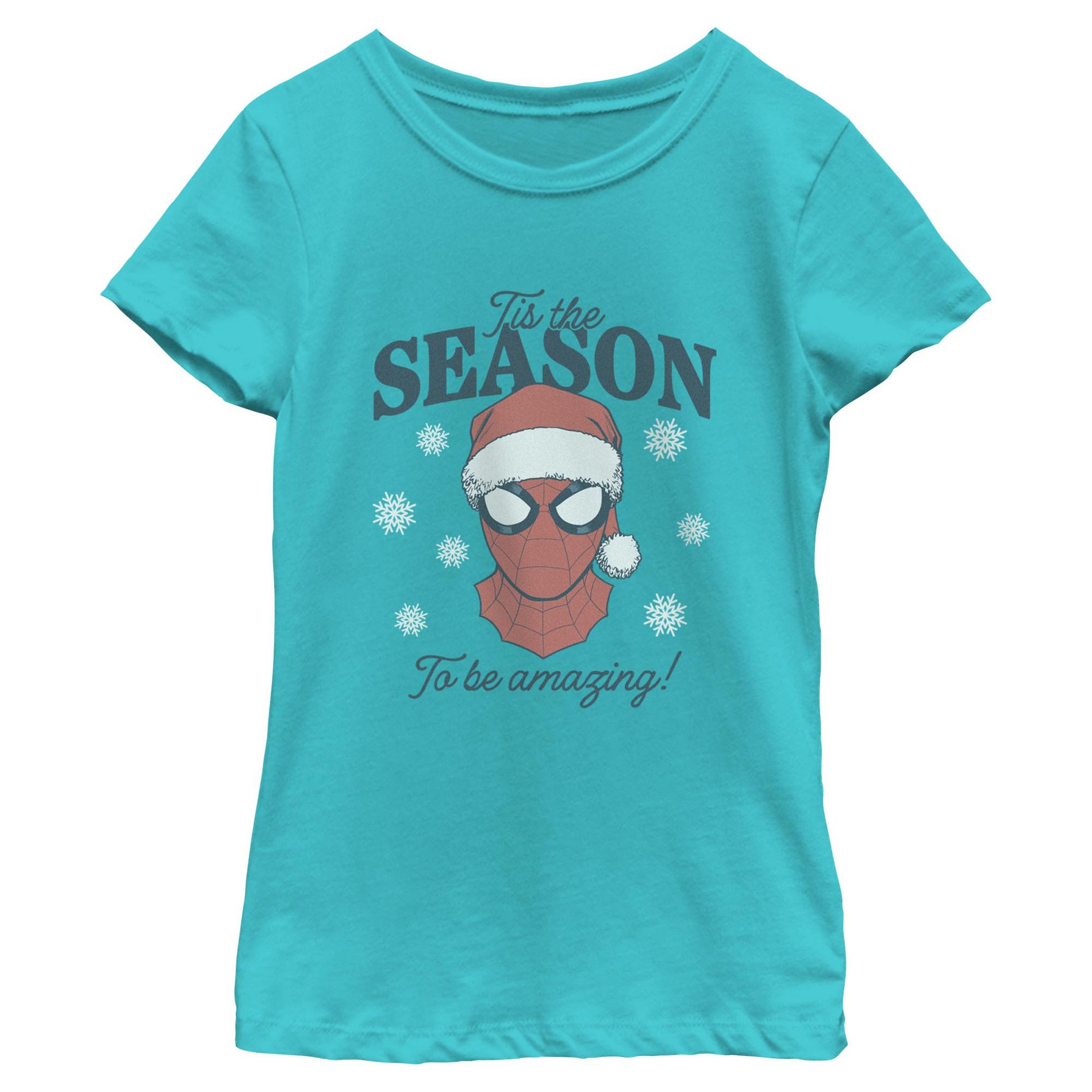 Girls Marvel Tis The Season To Be Amazing T Shirt - Tahiti Blue - X Small