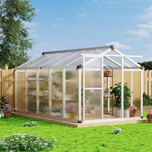 GustoWave 6x10 Ft. Large Walk-In Outdoor Polycarbonate Greenhouse Perfect For Backyards, Patios, And Lawns Sliver - 1 of 4