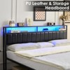 Amerlife Platform Bed Frame LED Bed Frame with PU Leather & Charging Station - 3 of 4