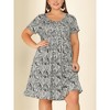 Agnes Orinda Women's Plus Size Floral Inverted Box Pleat Boho T-Shirt Dresses - 2 of 4