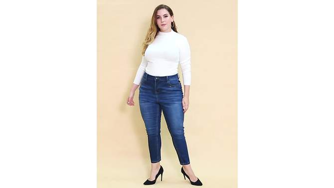 Agnes Orinda Women's Plus Size Denim Mid-Waist Stretch Washed Skinny Jeans, 2 of 8, play video