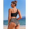 AI'MAGE Women's Bikini Sets Reversible Wear Cutout One Shoulder Top with Mid Waist Two Piece Bathing Suit - 2 of 3
