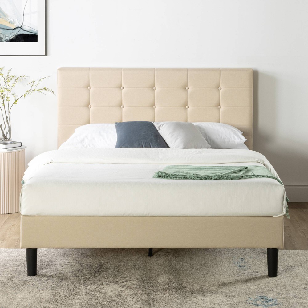 Photos - Wardrobe Zinus Full Ibidun Upholstered Platform Bed Frame Beige  