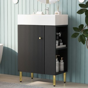 Kumasinova 21.6" Freestanding/Floating Bathroom Storage Cabinet,Bathroom Vanity with Ceramic Sink,Right/Left-Side Bathroom Cabinet for Small Bathroom - 1 of 4