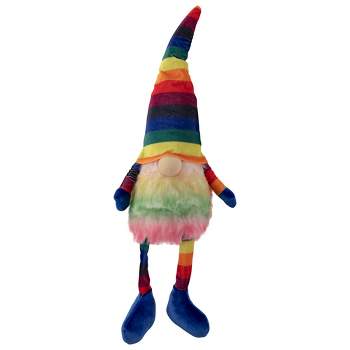 Northlight 20" Bright Striped Rainbow Springtime Gnome with Dangling Legs