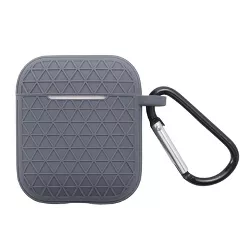 Insten Case Compatible with AirPods 1st/2nd Generation, Honeycomb Textured Pattern Silicone Skin Cover with Keychain, Gray