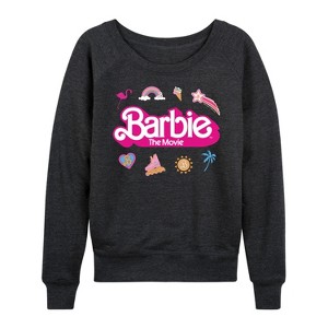 Women's - Barbie - Movie Logo Icons Lightweight French Terry Wide Neck Long Sleeve Shirt - 1 of 4