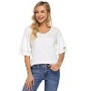Coolmee Women's Blouses Ruffle Sleeve T Shirts V Neck Double Tiered Bell Sleeve Top - 4 of 4