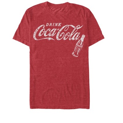 Men's Coca Cola Vintage Soda Bottle T-Shirt - Red Heather - Large