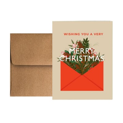 Paper Frenzy Red Envelope Greetings Christmas Holiday Cards With Kraft ...