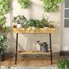 Bamboo and wood table with metal legs, suitable for storing items, plant flower racks - 4 of 4