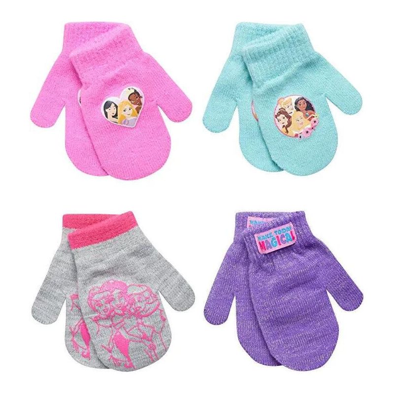 Disney Princess Girls 4 Pack Mittens or Gloves Set, Kids Ages 2-7, 1 of 7