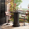Lantine 39.4" H Round Bar Table, Wood Bistro Pub Table with Metal Ring Footrest for Dining Cocktail Living Room, Small Space,(Only Table) - 4 of 4