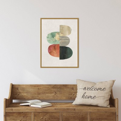 18" x 24" Multicolor Abstract Canvas with Gold Frame