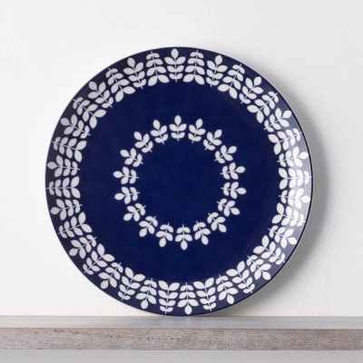 Blue and White Ceramic Round Platter Dish