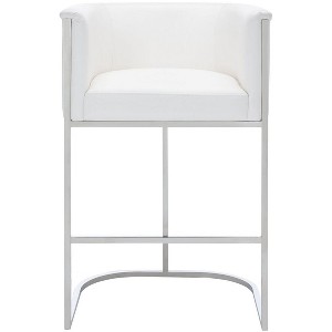 Shiloh Leather Bar Stool - KNT7037 - Nobility White - Safavieh Couture - 1 of 4