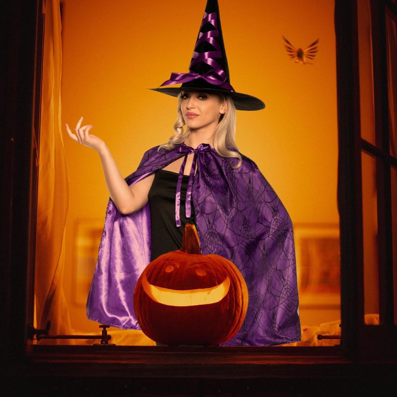 Underwraps Costumes Witch Cape and Hat Adult Costume Set | Purple, 2 of 4