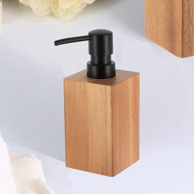 Acacia Wood and Black Metal 6-Piece Bathroom Accessory Set