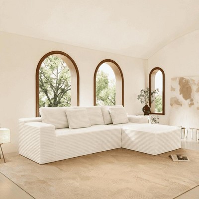 Resenkos 104" Right Chaise Sectional Sofa, L-Shaped Cloud Design with Deep Seating and No Assembly, Grey