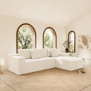 Resenkos 104" Right Chaise Sectional Sofa, L-Shaped Cloud Design with Deep Seating and No Assembly, Grey - 1 of 4