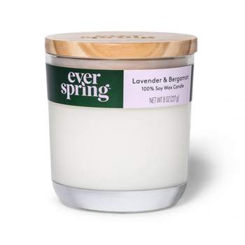 Lavender & Bergamot 100% Soy Wax Candle - 8oz - Everspring™
