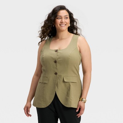 Women's Linen Blend Vest - A New Day™