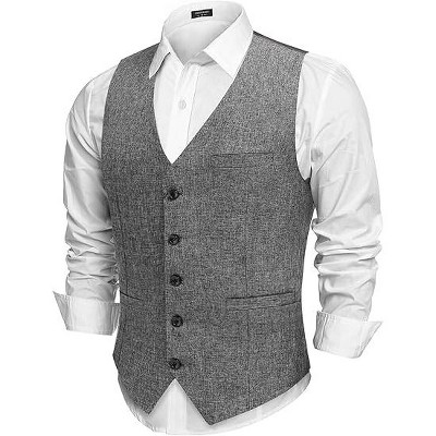 COOFANDY Men's Slim Fit Suit Vest - Formal Dress Waistcoat For Wedding & Business Occasions