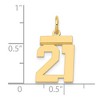 Black Bow Jewelry 14k Yellow Gold, Athletic Collection, Small Polished Number 21 Pendant - 4 of 4