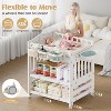 PAKASEPT Baby Changing Table Dresser with Wheels, Storage Basket, Shelves, Small Basin& Trash Bin - 3 of 4