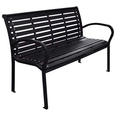 vidaXL Patio Bench, Black 45.7" Steel and WPC