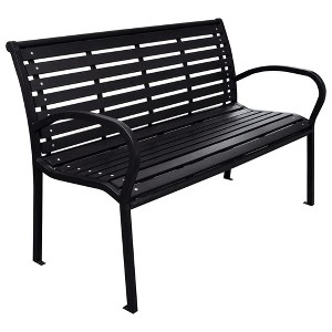 vidaXL Patio Bench, Black 45.7" Steel and WPC - 1 of 4