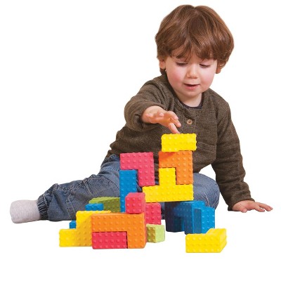 Edushape Sensory Puzzle Blocks, Assorted Colors and Shapes, set of 18