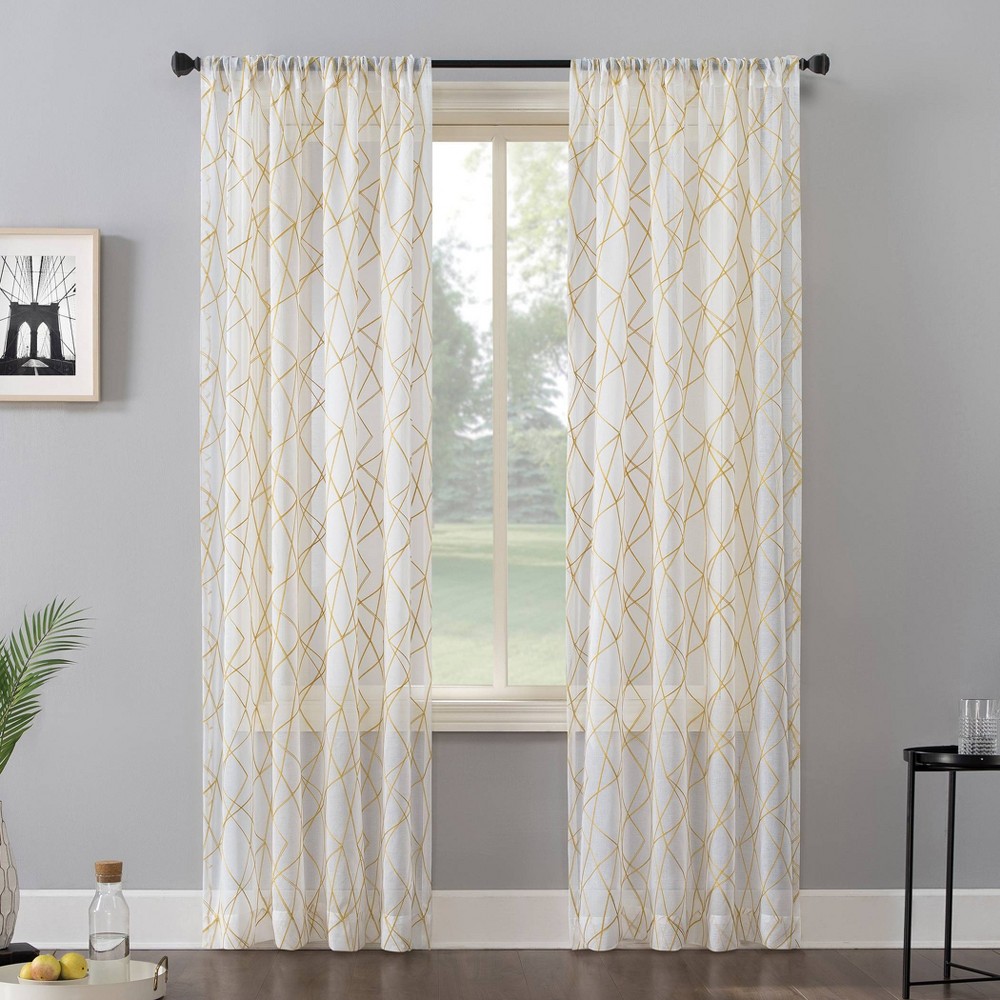 Photos - Curtains & Drapes 96"x50" Abstract Geometric Embroidery Light Filtering Rod Pocket Curtain P