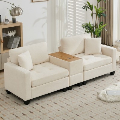 Hyleory Chenille Sectional Sofa,Indoor Furniture Convertible Modular Corduroy Sectional Sofa with a Optional coffee table