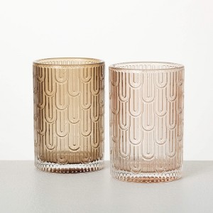 5" Blushing Glass Candle Holders - Set of 2, Multicolor - 1 of 4