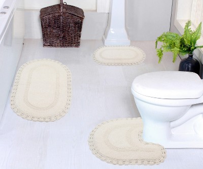 Hampton Crochet Collection Cotton Reversible Tufted Set of 3 Bath Rug Set - Home Weavers